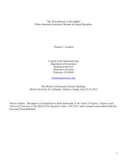1 &ldquo;The Wise Minority in the Saddle&rdquo; When American Economics