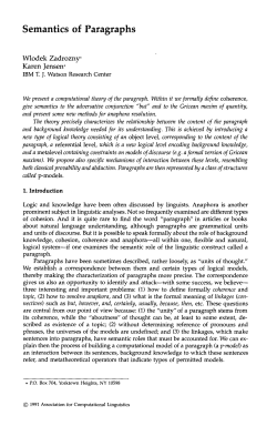 Semantics of Paragraphs - Association for Computational Linguistics