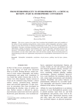 FROM HYDROPHILICITY TO HYDROPHOBICITY: A CRITICAL