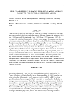 1 PUSH-PULL FACTORS IN MIGRATION TO REGIONAL AREAS: A