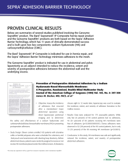 Sepra* adheSion Barrier Technology proven clinical