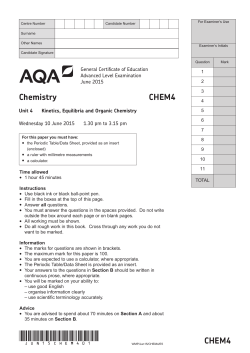 A-level Chemistry Question paper Unit 04 - Kinetics, Equilibria