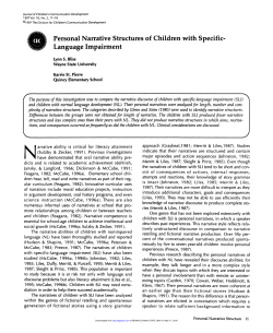 Personal Narrative Structures of Children with Specific