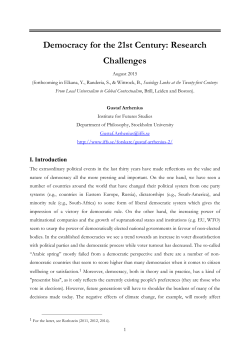 Democracy for the 21st Century: Research Challenges