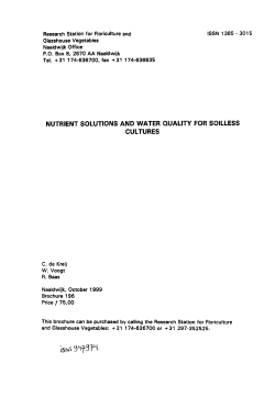 nutrient solutions and water quality for soilless cultures