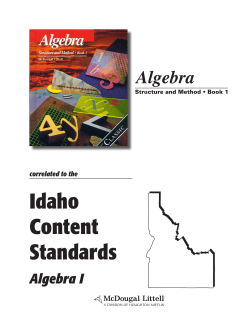 McDougal Littell Algebra: Structure and Method, Book 1 &copy;2000