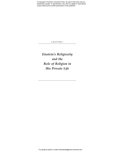 Einstein`s Religiosity and the Role of Religion in His Private Life