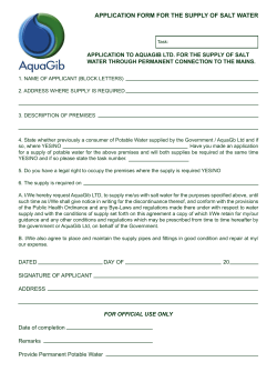 Application Forms for Salt Water supply