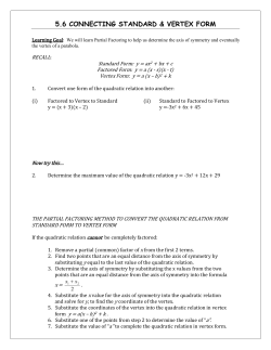5.6 Connecting Standard and Vertex Form