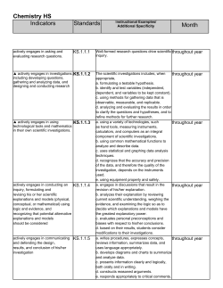 Chemistry HS Indicators Standards Month