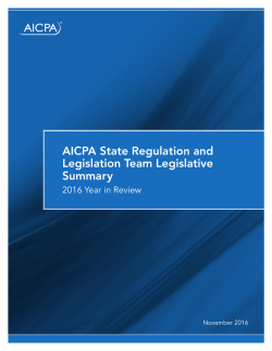 AICPA State Regulation and Legislation Team Legislative Summary