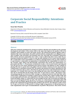 Corporate Social Responsibility: Intentions and Practice
