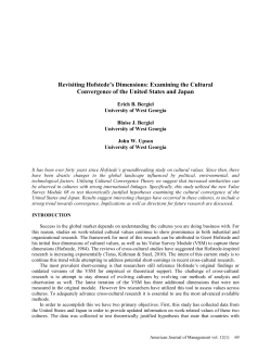 Revisiting Hofstede`s Dimensions: Examining the Cultural