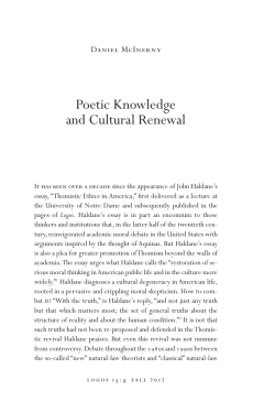 Poetic Knowledge and Cultural Renewal