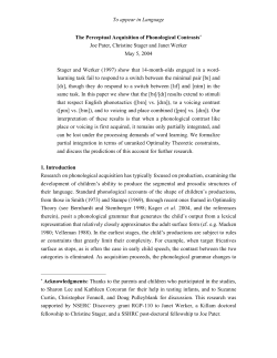 The Perceptual Acquisition of Phonological Contrasts.