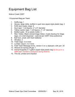 Equipment Bag List - City of Walnut Creek