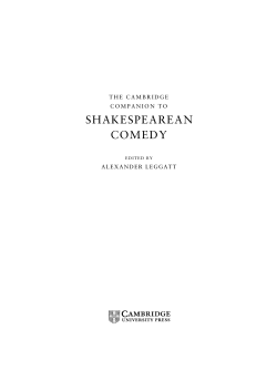 The Cambridge Companion to Shakespearean Comedy