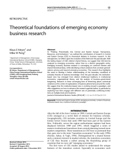 Theoretical foundations of emerging economy business research
