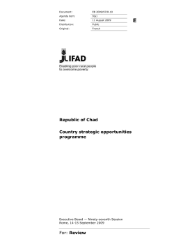 For: Review Republic of Chad Country strategic opportunities