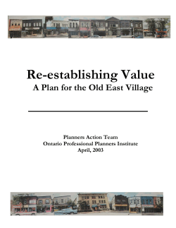 Re-establishing Value - a Plan for OldEastVillage