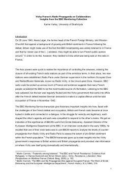 1 Vichy France`s Radio Propaganda on Collaboration: Insights from