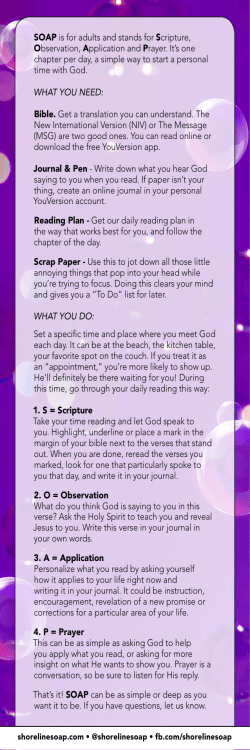 SOAP is for adults and stands for Scripture