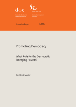Promoting Democracy - Deutsches Institut f&uuml;r Entwicklungspolitik