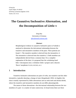The Causative/Inchoative Alternation, and the Decomposition of Little v