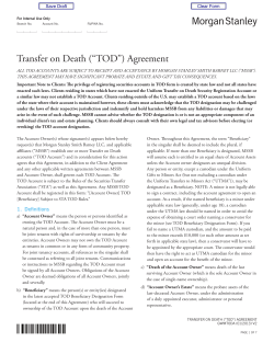 Transfer on Death (&ldquo;TOD&rdquo;) Agreement