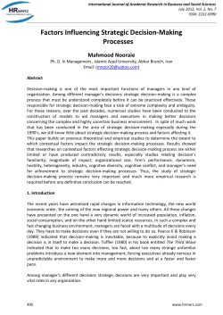 Factors Influencing Strategic Decision-Making Processes