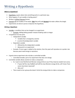 Hypothesis Notes - Bismarck High School