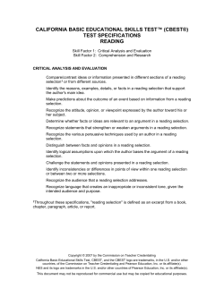 CBEST Test Specifications