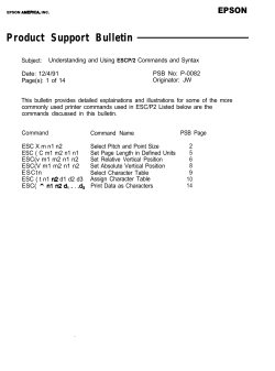 Product Support Bulletin