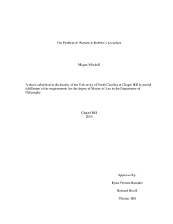 The Problem of Women in Hobbes`s Leviathan Megan Mitchell A
