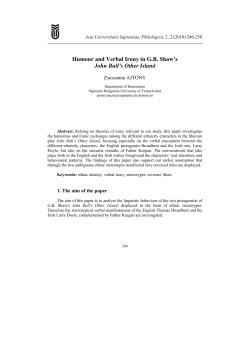 Humour and Verbal Irony in G.B. Shaw`s John Bull`s Other Island