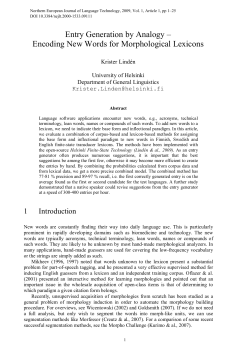 Entry Generation by Analogy &ndash; Encoding New Words for