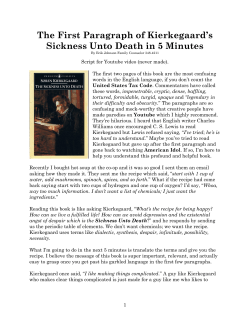The First Paragraph of Kierkegaard`s Sickness Unto Death in 5
