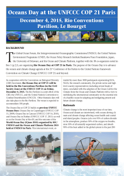 Oceans Day at the UNFCCC COP 21 Paris