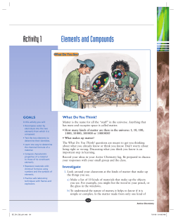 Activity 1 Elements and Compounds