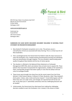 1. New Zealand`s freshwater ecosystems are in crisis. The primary
