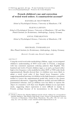 French children`s use and correction of weird word orders: A