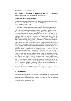 Argument Structure in Learner Writing: a Corpus-Based