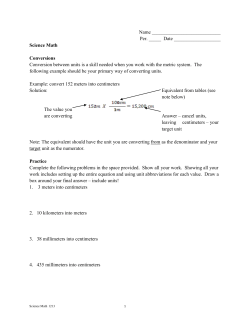 Per. _____ Date Science Math Conversions