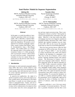 Semi-Markov Models for Sequence Segmentation