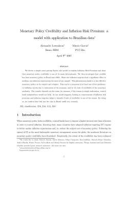 Monetary Policy Credibility and Inflation Risk Premium: a model with