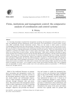 Firms, institutions and management control: the comparative