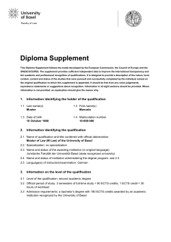 Diploma Supplement - Juristische Fakult&auml;t