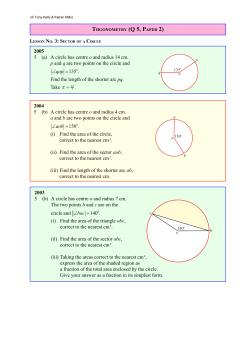2005 5 (a) A circle has centre o and radius 14 cm. p and q are two
