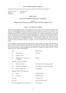 Issue of 500000 Warrants linked to the ordinary A