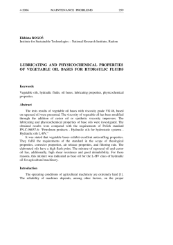 lubricating and physicochemical properties of vegetable oil bases